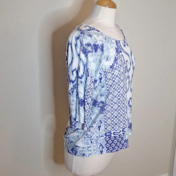 Chico's Border-Print East West Top Chico's SZ 1 - Picture 8 of 10